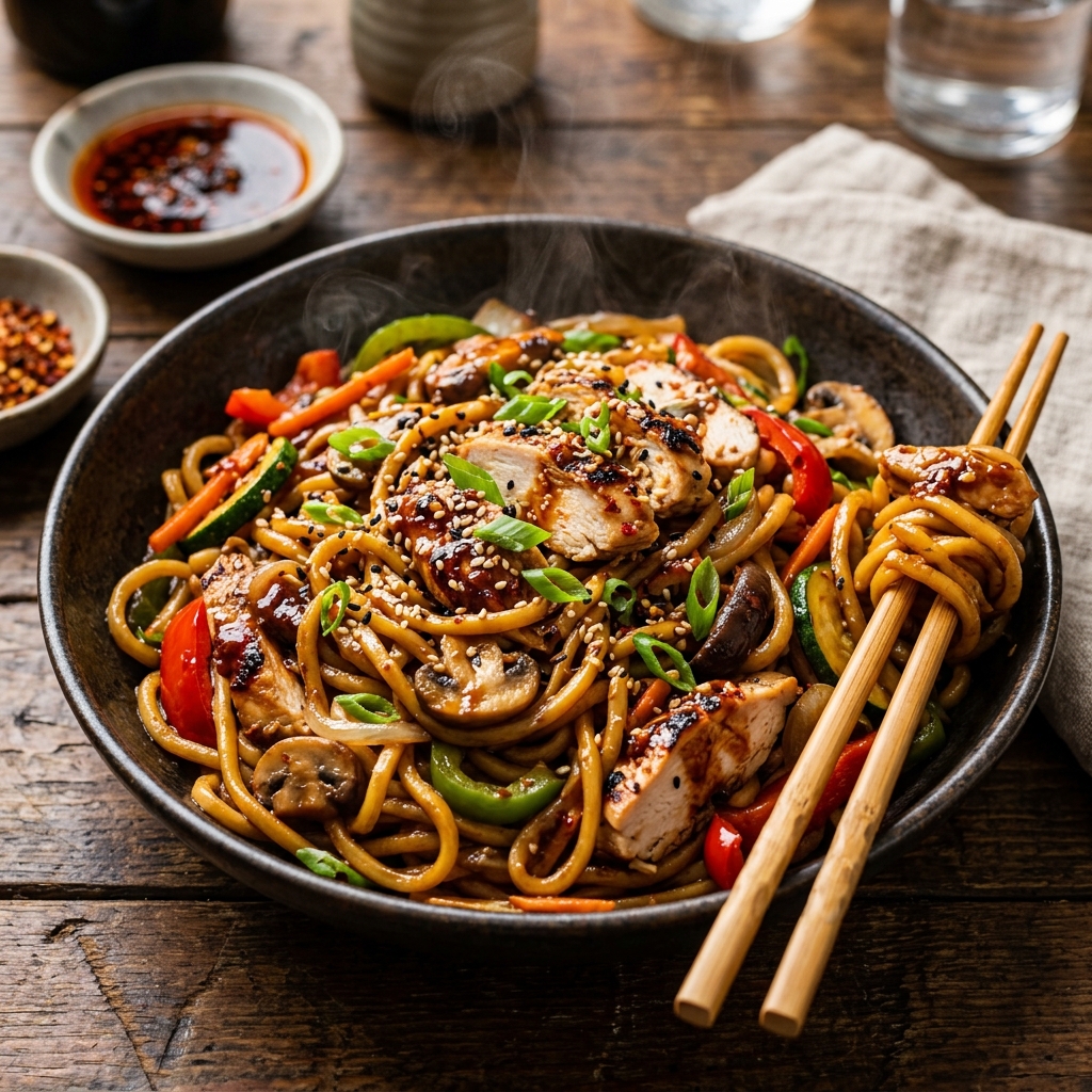 Acılı Tavuklu Noodle